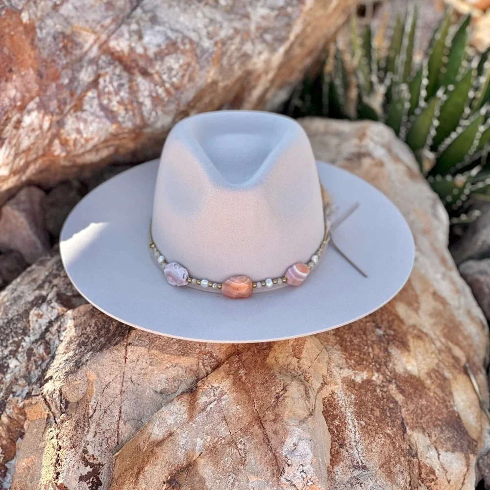 Botswana Agate Freshwater Pearl Hat Band - Picture 7 of 8